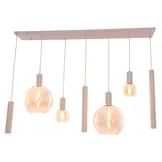 Hanglamp Aura  - Beige - 7 lichts  - Rechthoekig - Amber glas