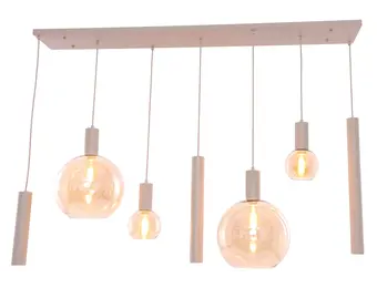 Hanglamp Aura  - Beige - 7 lichts - Rechthoekig