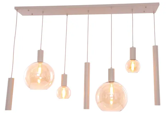 Hanglamp Aura  - Beige - 7 lichts - Rechthoekig