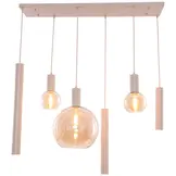 Hanglamp Aura  - Beige - 6 lichts - Rechthoekig - Amber glas