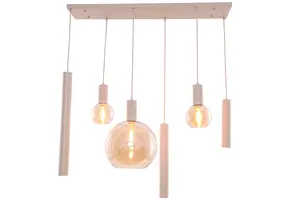 Hanglamp Aura  - Beige - 6 lichts - Rechthoekig