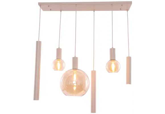 Hanglamp Aura  - Beige - 6 lichts - Rechthoekig