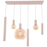 Hanglamp Aura  - Beige - 6 lichts - Rechthoekig - Amber glas