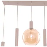 Hanglamp Aura  - Beige - 5 lichts - Rechthoekig - Amber glas