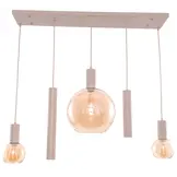 Hanglamp Aura  - Beige - 5 lichts - Rechthoekig - Amber glas