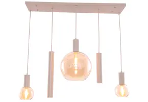 Hanglamp Aura  - Beige - 5 lichts - Rechthoekig