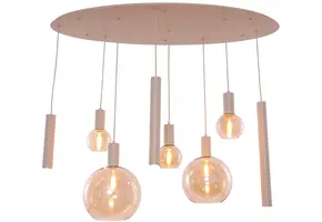 Hanglamp Aura  - Beige - 8 lichts - Ovaal