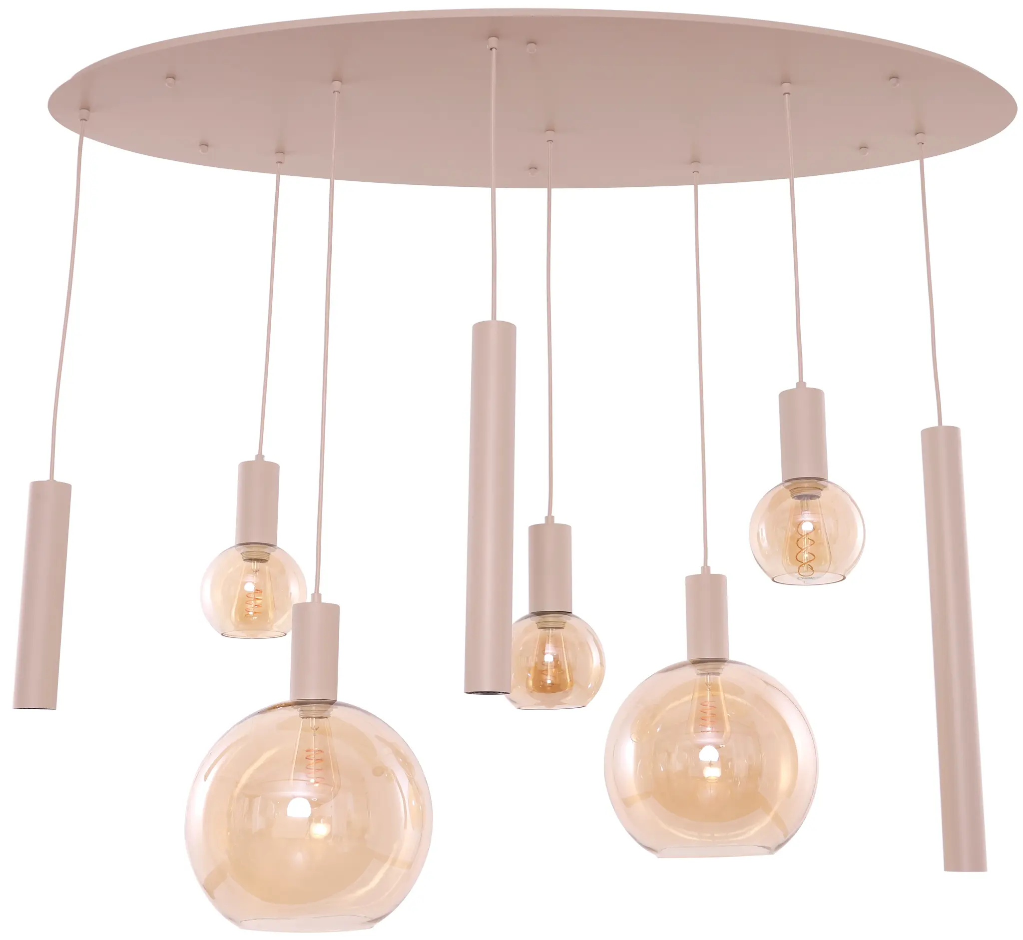 Hanglamp Aura  - Beige - 8 lichts - Ovaal - Amber glas