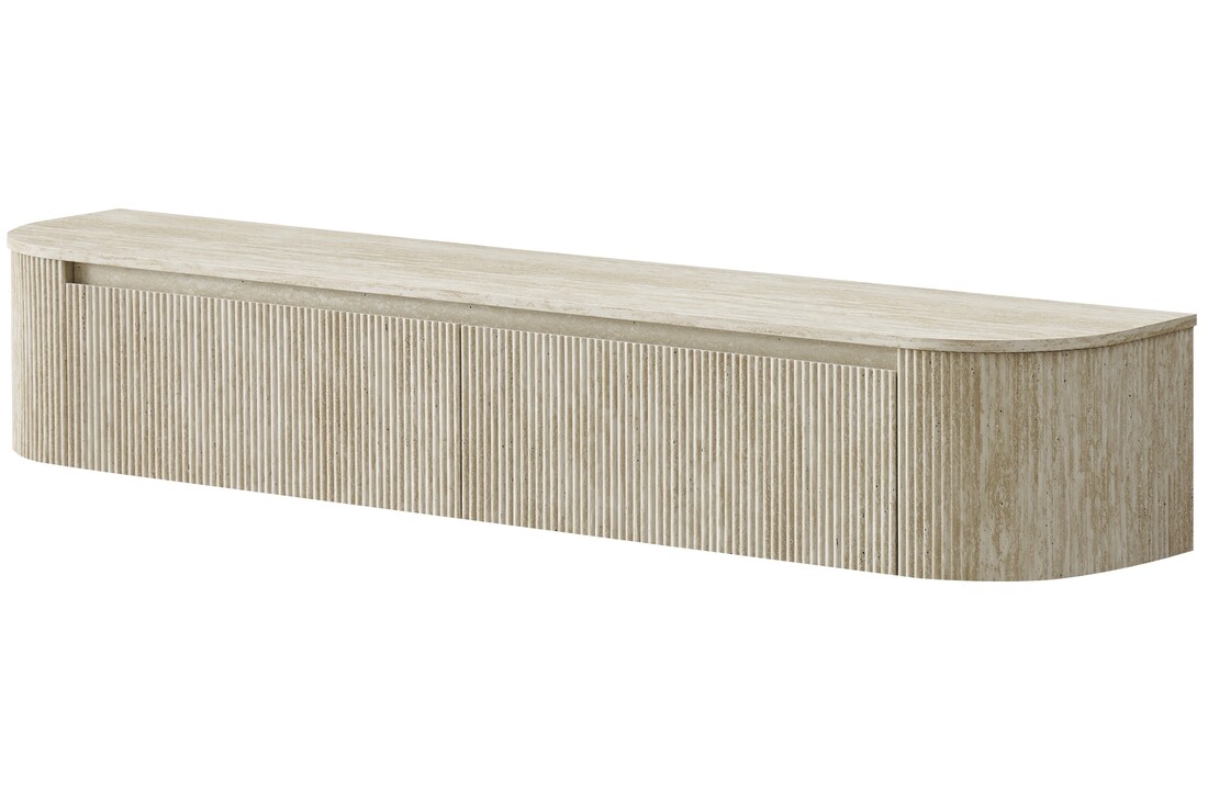 Carrara Tv Meubel Curved - Beige - Gebogen zijkant