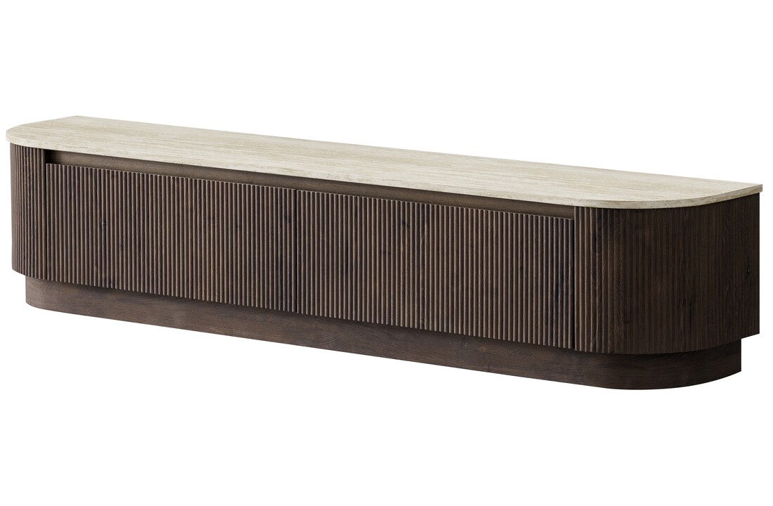 Portofino Tv Meubel Curved - Bruin - Gebogen zijkant  - Staand