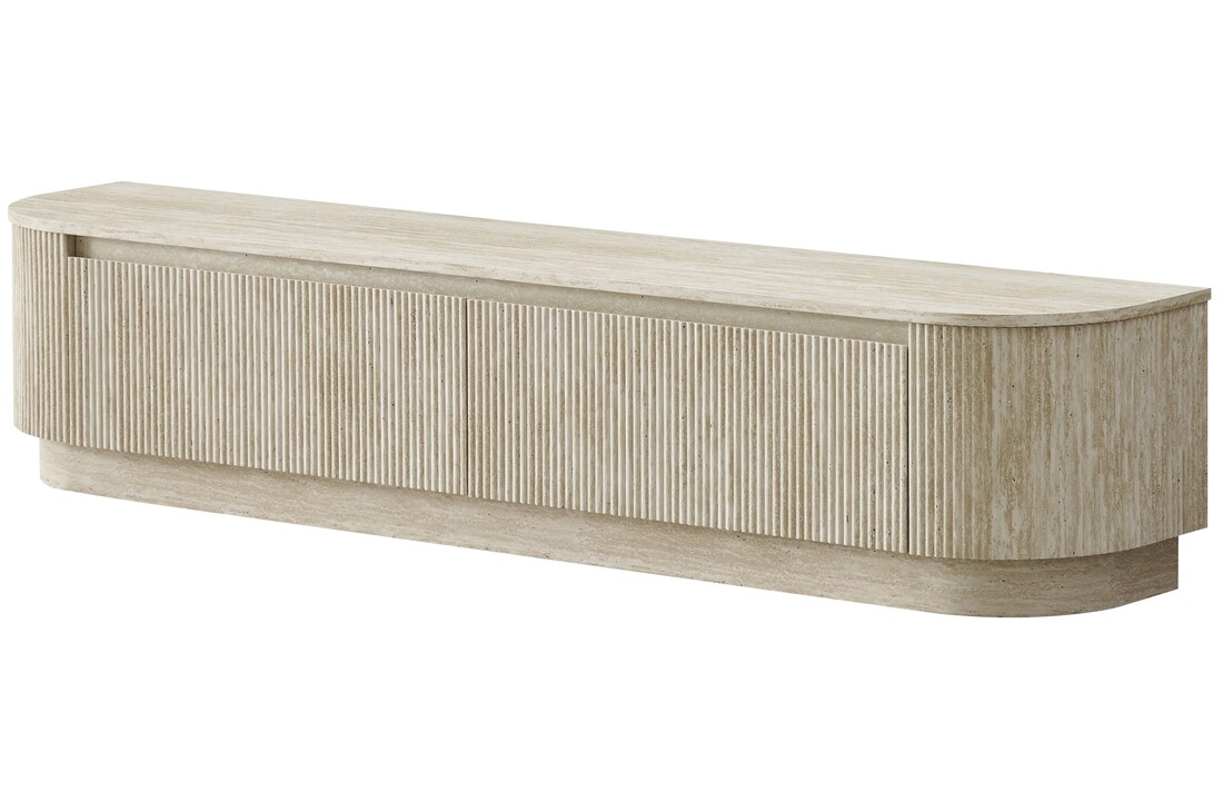 Carrara Tv Meubel Curved - Beige - Gebogen zijkant - Staand