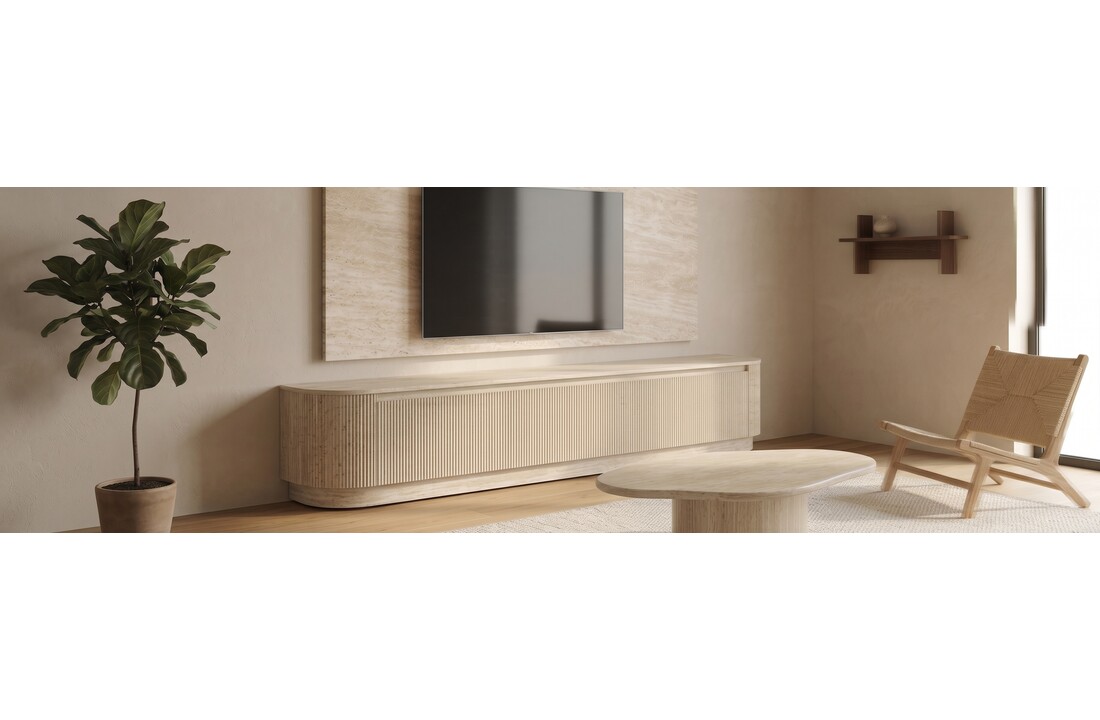 Carrara Tv Meubel Curved - Beige - Gebogen zijkant - Staand