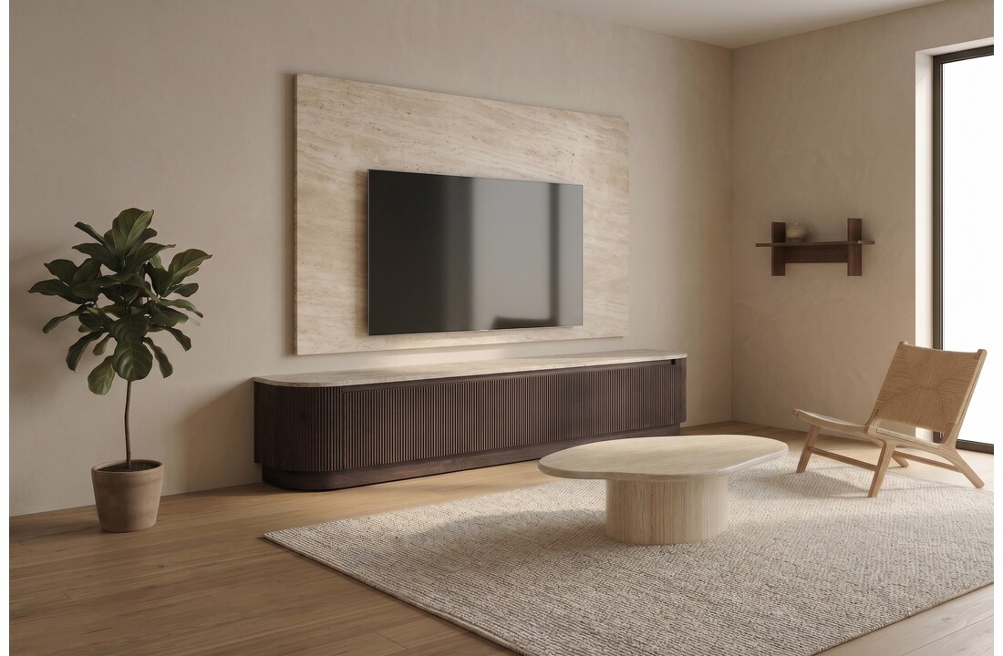 Portofino Tv Meubel Curved - Bruin - Gebogen zijkant  - Staand