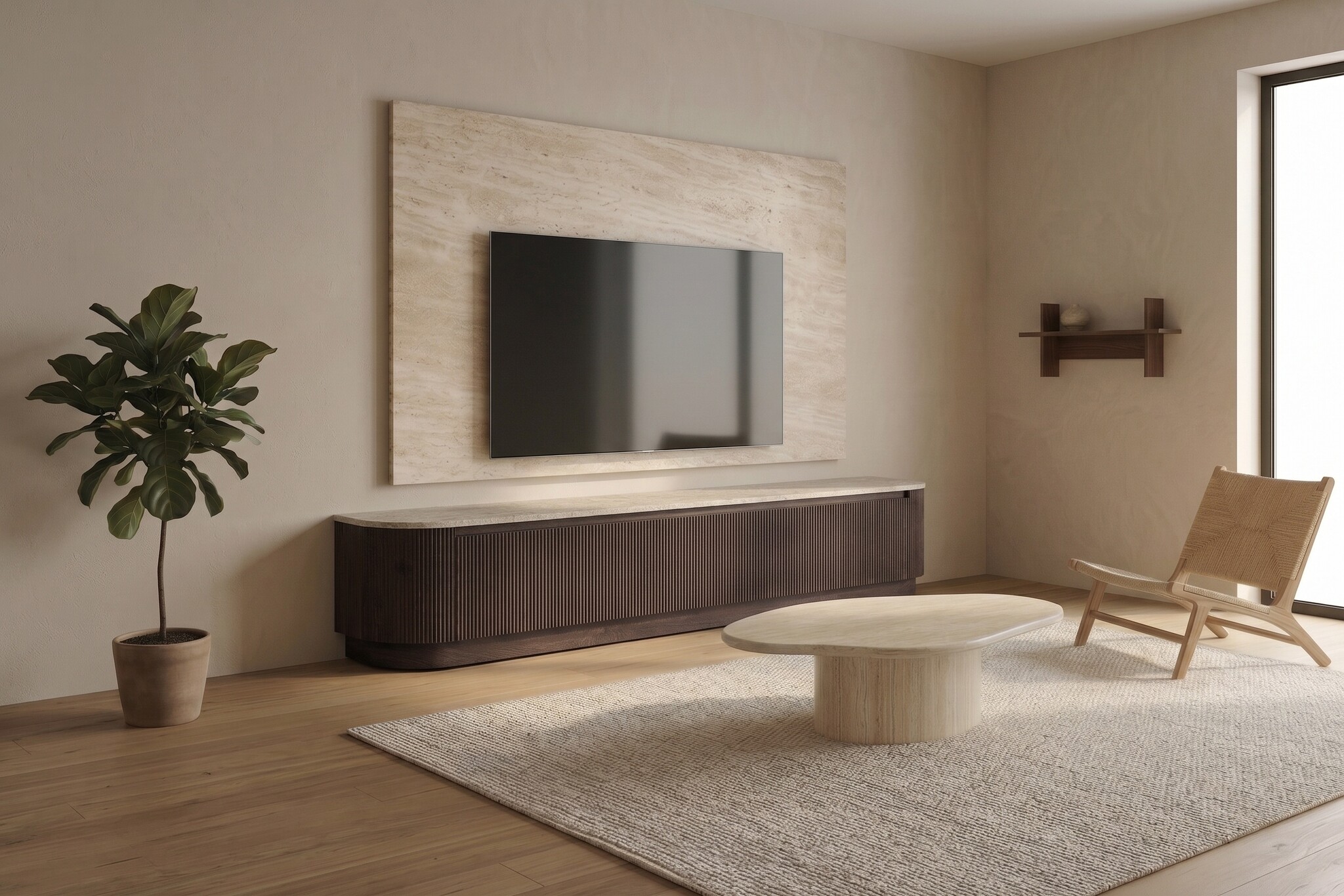 Portofino Tv Meubel Curved - Bruin - Gebogen zijkant  - Staand