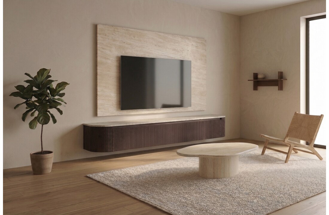 Portofino Tv Meubel Curved - Bruin - Gebogen zijkant