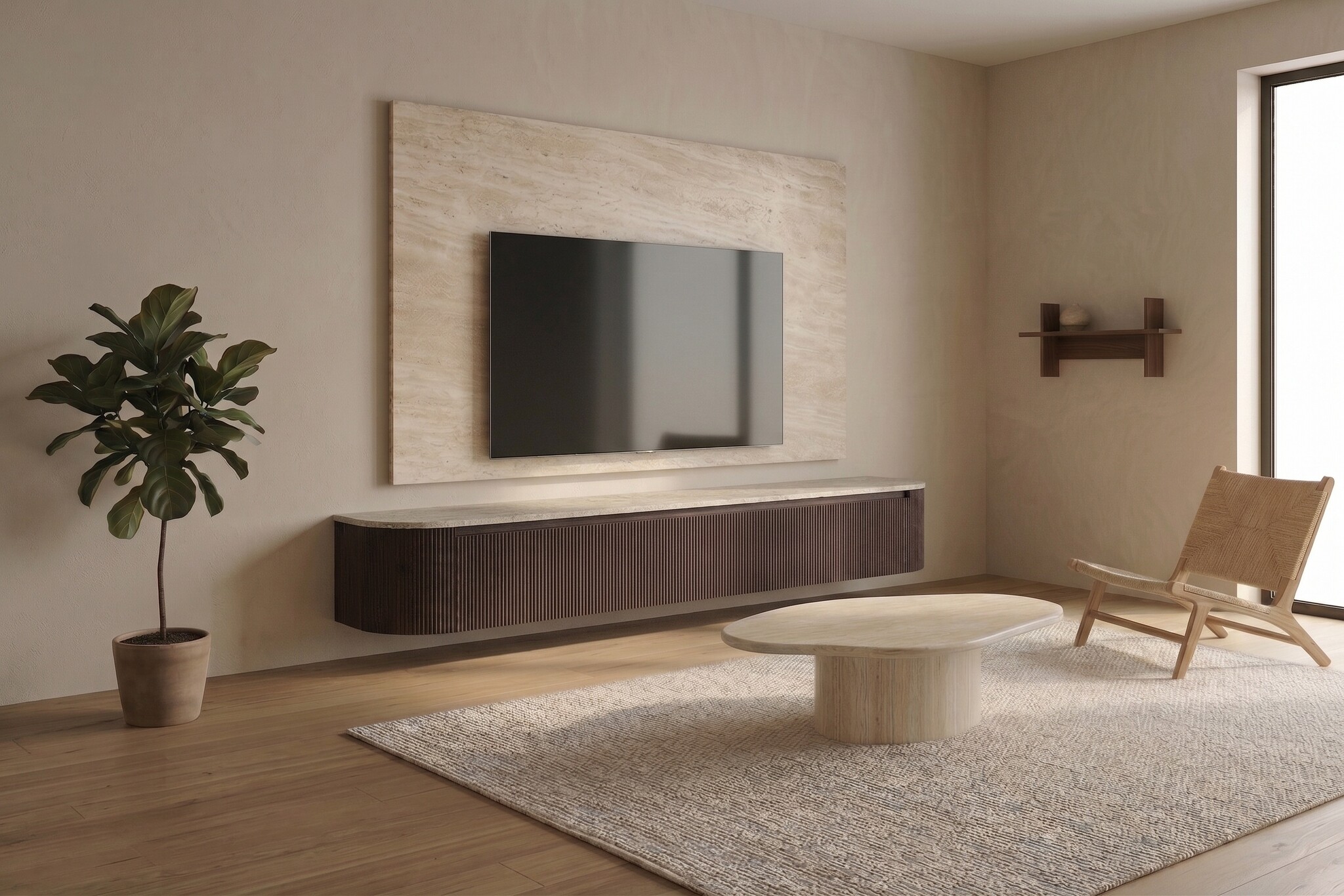 Portofino Tv Meubel Curved - Bruin - Gebogen zijkant