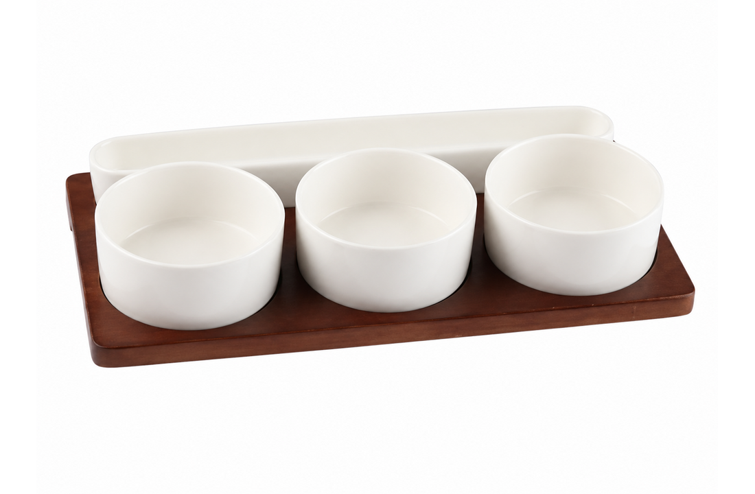 Serveerplank met 4 schaaltjes Sora - Acacia hout