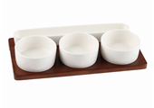 Serveerplank met 4 schaaltjes Sora - Acacia hout