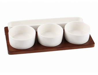 Serveerplank met 4 schaaltjes Sora - Acacia hout