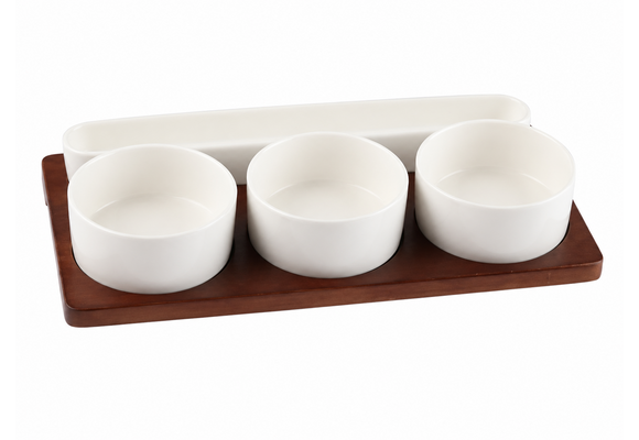 Serveerplank met 4 schaaltjes Sora - Acacia hout
