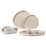 Bricard Bonnes Serviesset 27 delig - Porselein - Wit/Taupe - Organisch