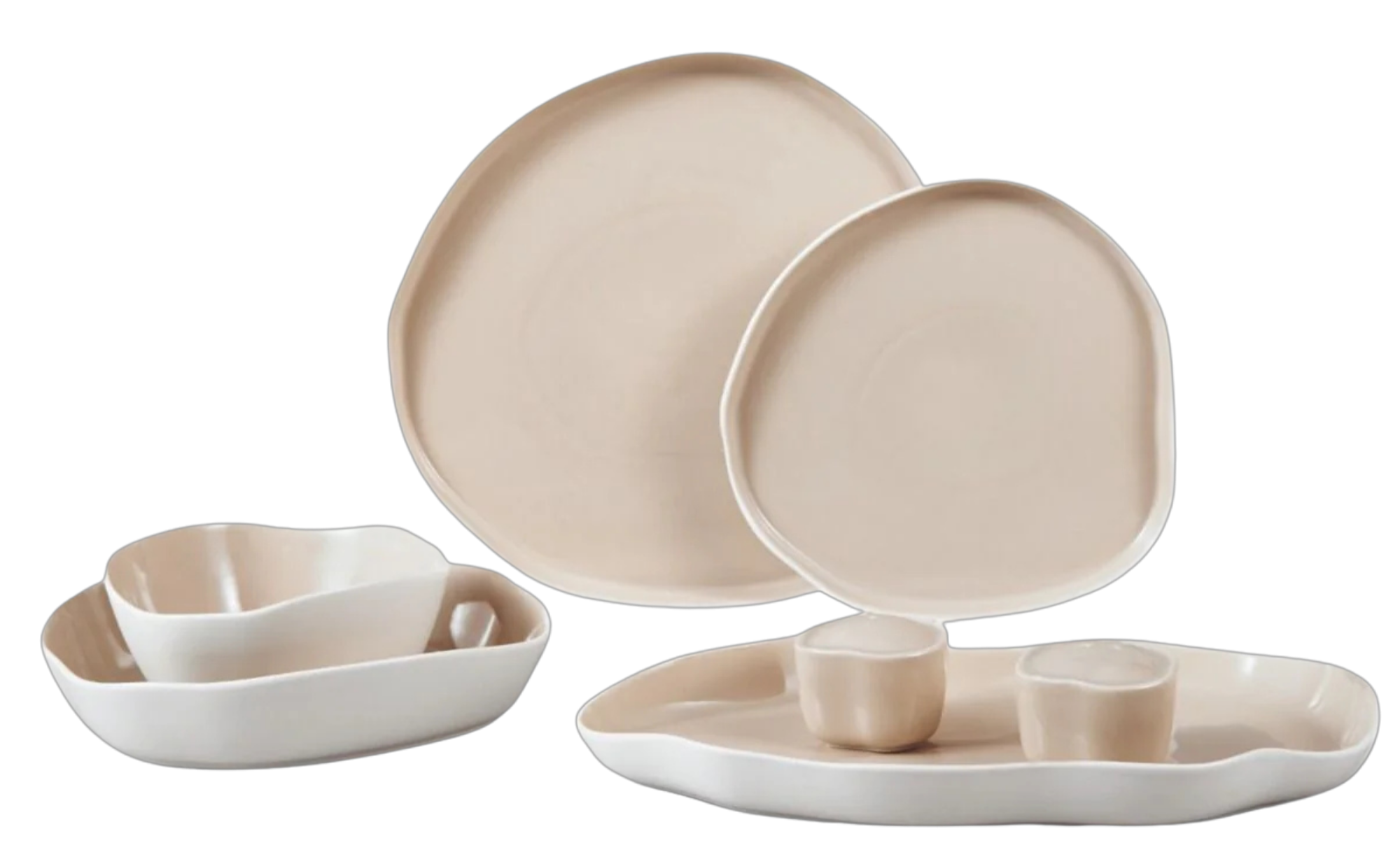 Bricard Bonnes Serviesset 27 delig - Porselein - Wit/Taupe - Organisch