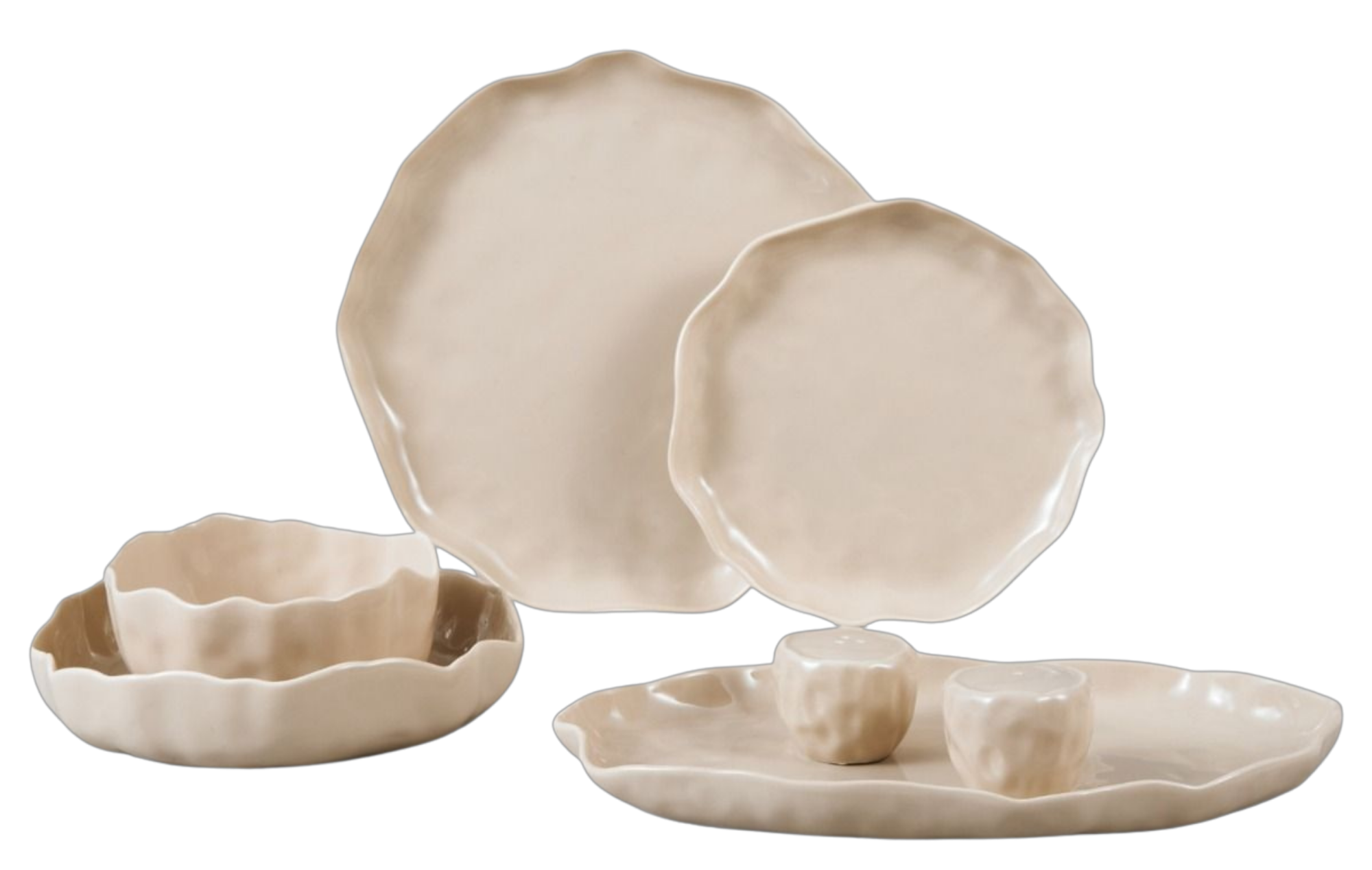 Bricard Angles Serviesset - 27 delig - Porselein - Taupe - Organisch