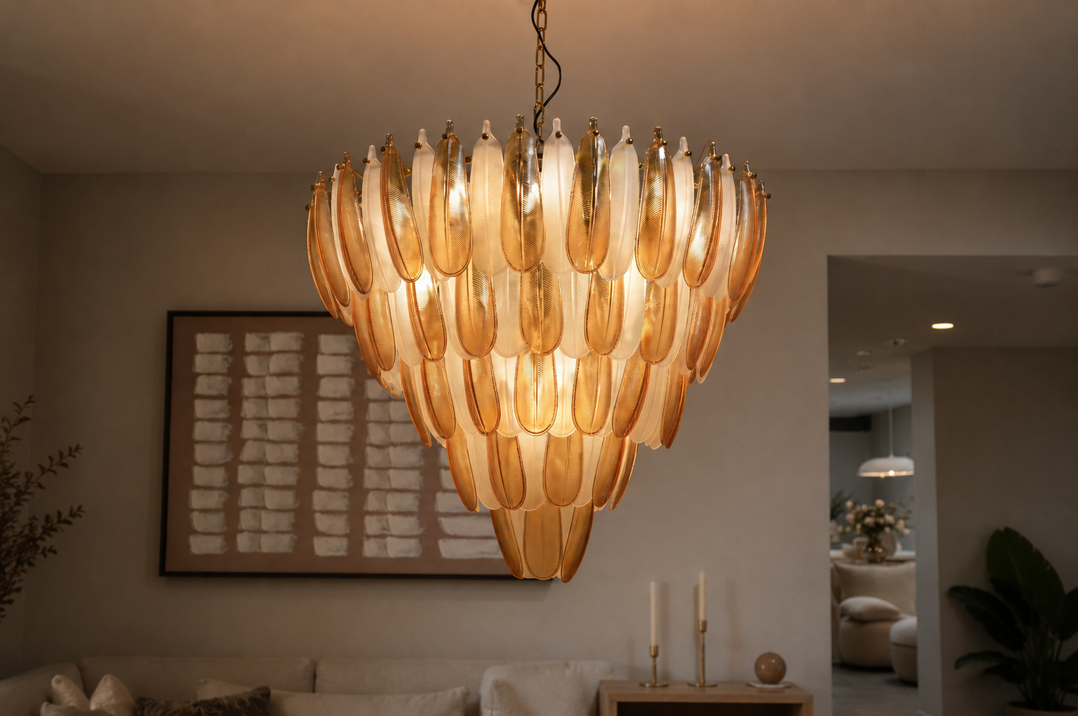 Hanglamp Leaf - 60 cm - Transparant/Amber