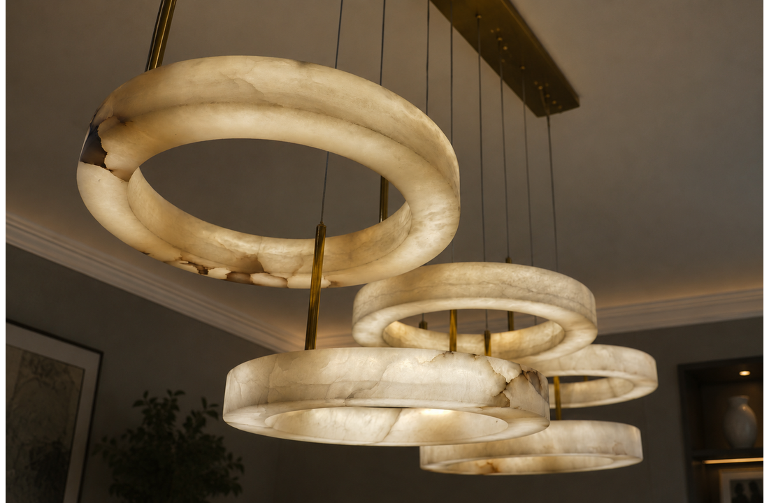 Hanglamp Solanas Alabaster Natuursteen - 5 x D40 cm