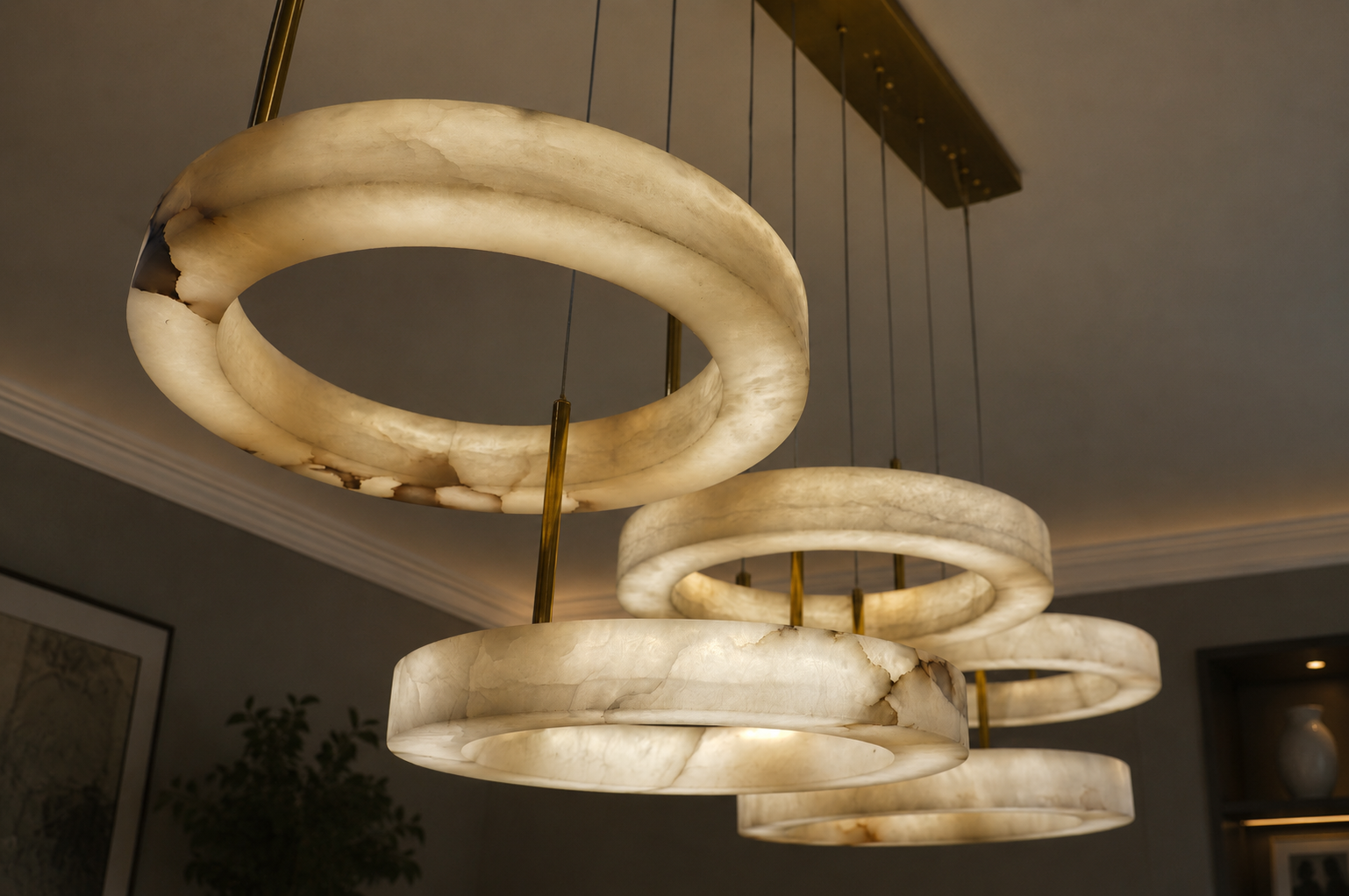 Hanglamp Solanas Alabaster Natuursteen - 5 x D40 cm