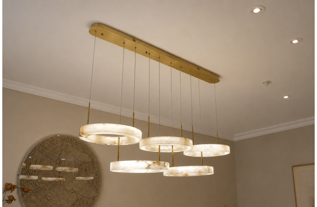 Hanglamp Solanas Alabaster Natuursteen - 5 x D40 cm
