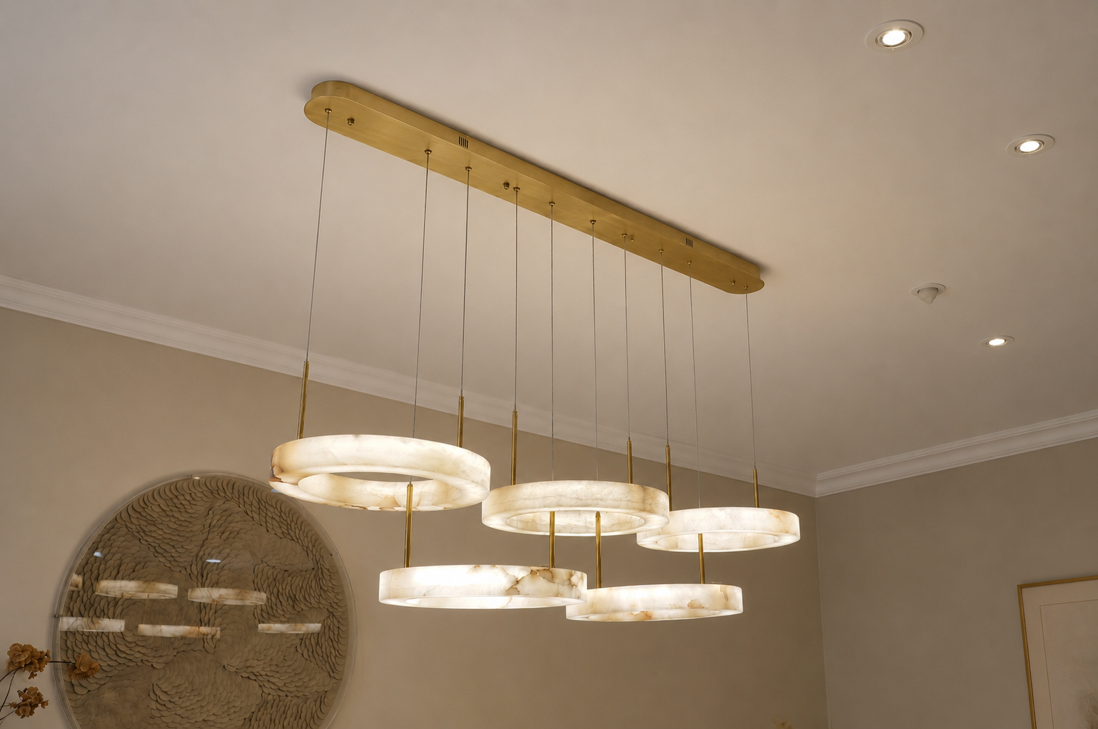 Hanglamp Solanas Alabaster Natuursteen - 5 x D40 cm