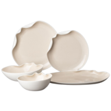 Bricard Miramas Serviesset 25 delig - Porselein - Wit/Taupe - Organisch