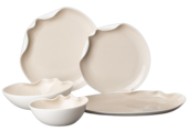 Bricard Miramas Serviesset 25 delig - Porselein - Wit/Taupe - Organisch