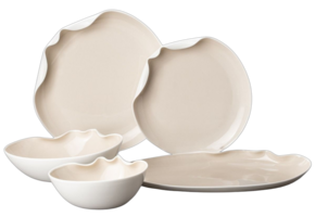 Bricard Miramas Serviesset 25 delig - Porselein - Wit/Taupe - Organisch