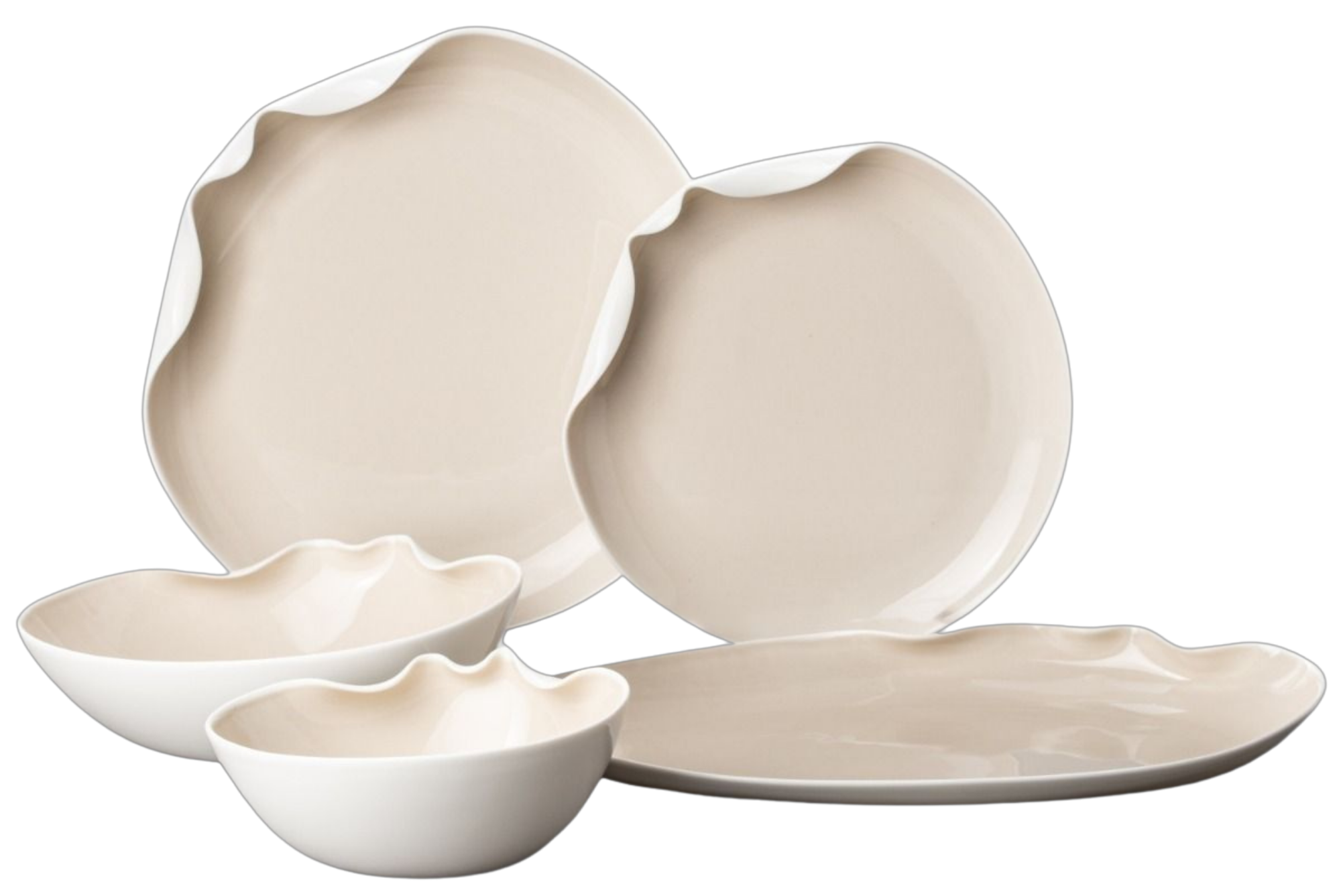 Bricard Miramas Serviesset 25 delig - Porselein - Wit/Taupe - Organisch