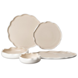 Bricard Nice Serviesset 25 delig - Porselein - Wit/Taupe - Organisch
