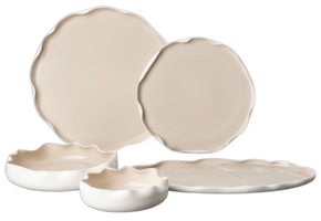 Bricard Nice Serviesset 25 delig - Porselein - Wit/Taupe - Organisch