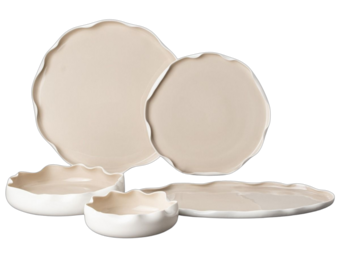 Bricard Nice Serviesset 25 delig - Porselein - Wit/Taupe - Organisch