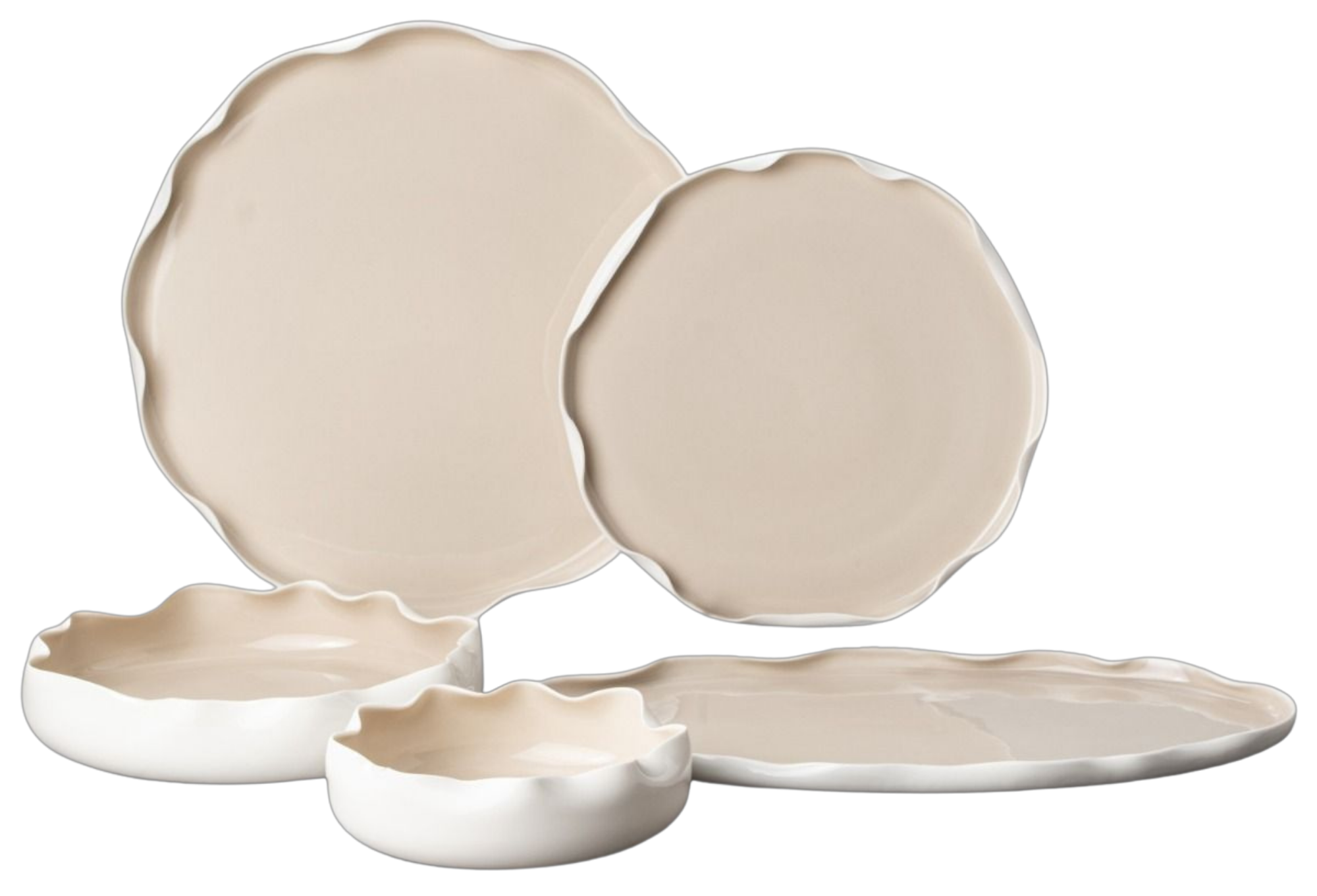 Bricard Nice Serviesset 25 delig - Porselein - Wit/Taupe - Organisch