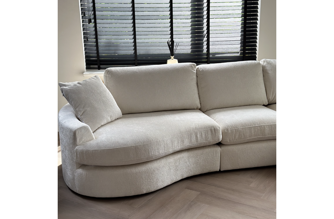 Hoekbank Milano - Bouclé wit - Ronde lounge