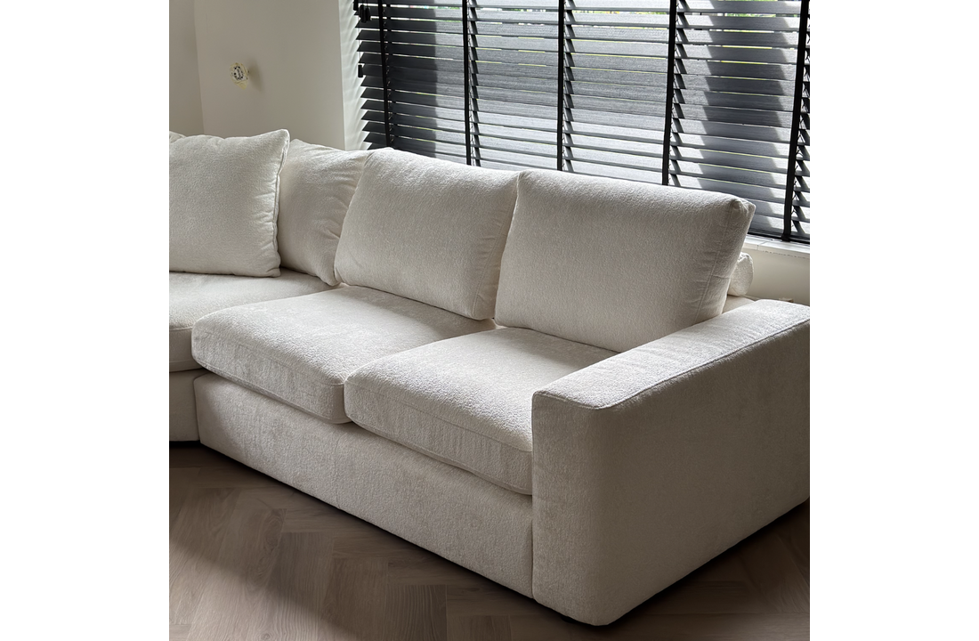 Hoekbank Milano - Bouclé wit - Ronde lounge