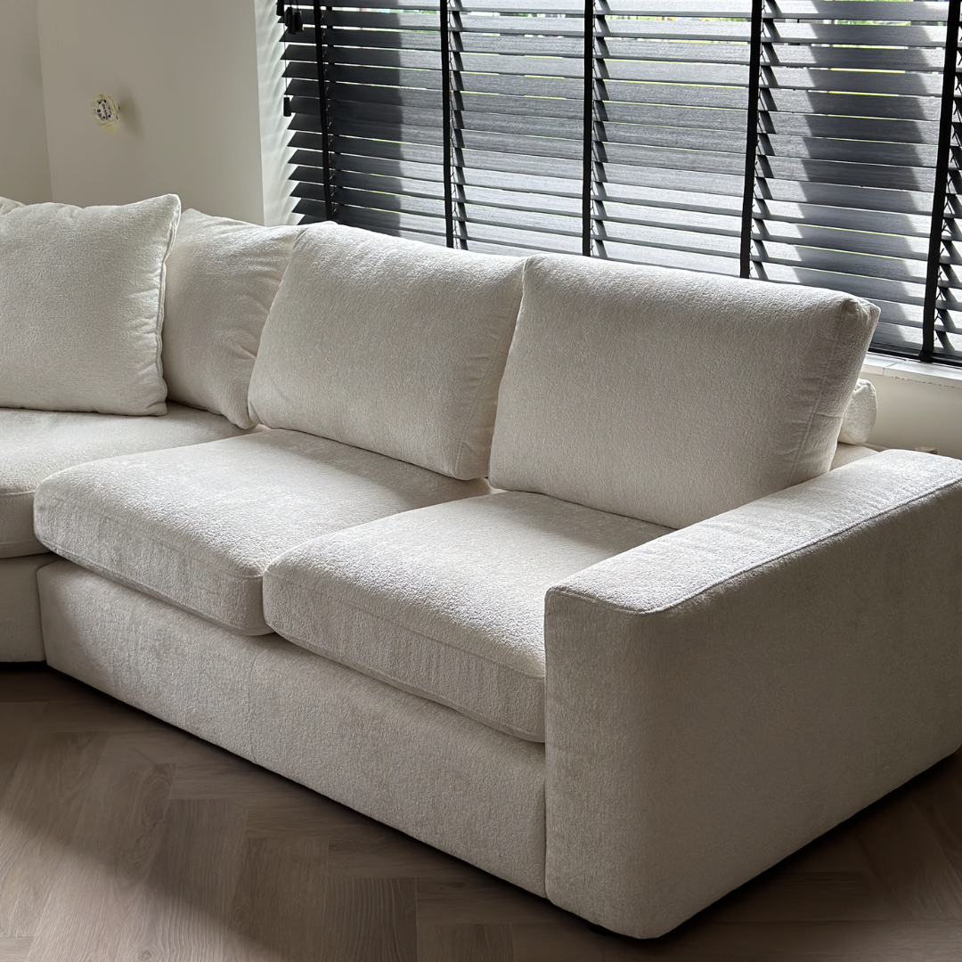 Hoekbank Milano - Bouclé wit - Ronde lounge