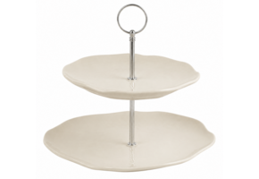 Etagère Cermico | Beige - 2 Laags | Ø20.5 cm en Ø27.3 cm