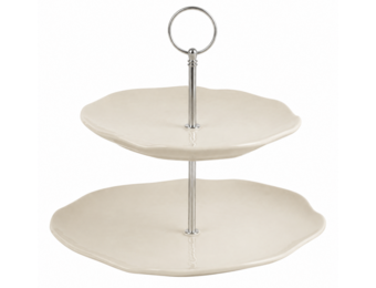 Etagère Cermico |  Beige - 2 Laags | Ø20.5 cm en Ø27.3 cm