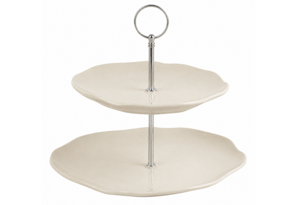 Etagère Cermico |  Beige - 2 Laags | Ø20.5 cm en Ø27.3 cm