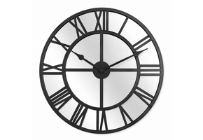 Luxe Wandklok Spiegelglas | Zwart Metaal 60 cm