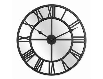 Luxe Wandklok Spiegelglas | Zwart Metaal 60 cm