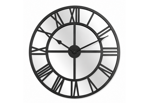 Luxe Wandklok Spiegelglas | Zwart Metaal 60 cm