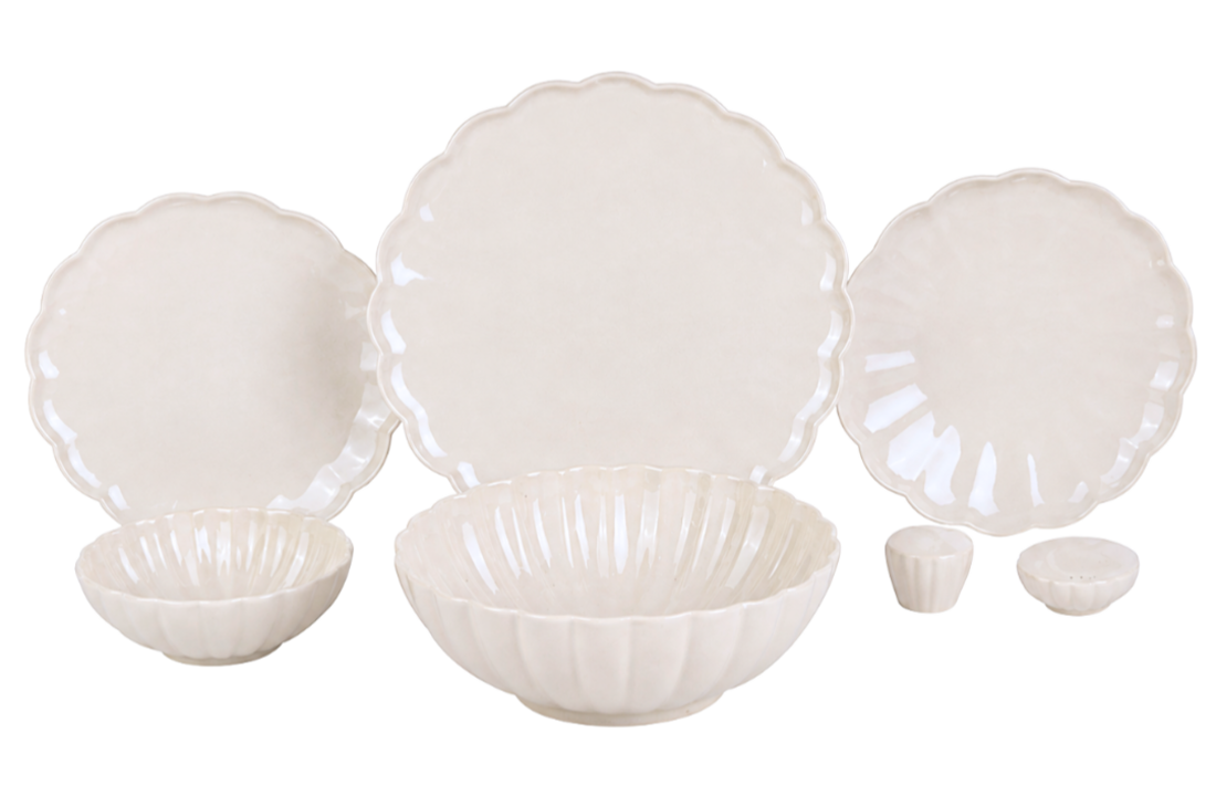 Bavary Lotus Serviesset - 27 delig - Porselein - Beige